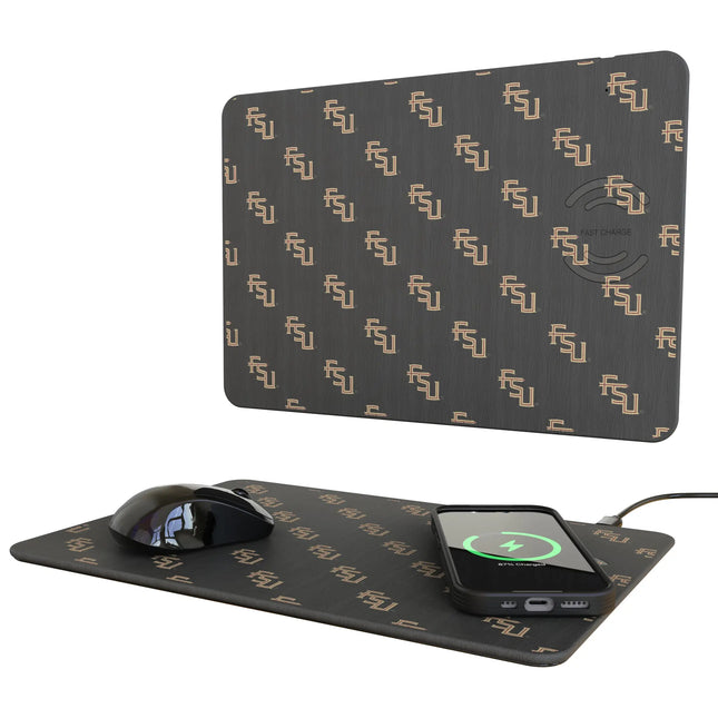 Florida State University Seminoles Fashion Pattern 15-Watt Wireless Charger and Mouse Pad