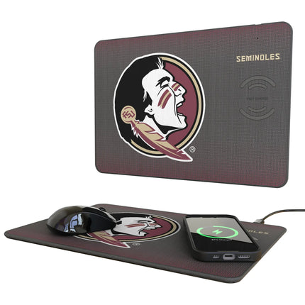 Florida State University Seminoles Linen 15-Watt Wireless Charger and Mouse Pad