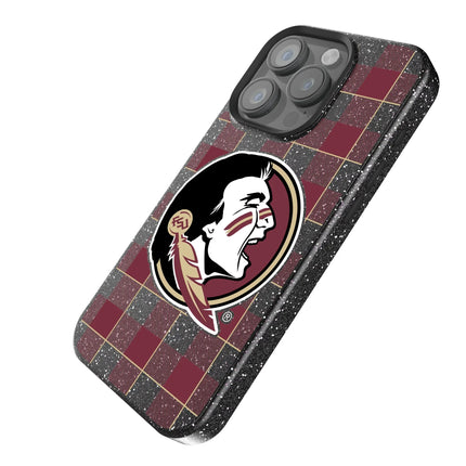 Florida State University Seminoles Plaid Black Bling Phone Case for Apple iPhone