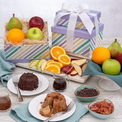 Fresh Fruit and Bundt Cakes Gift Tower