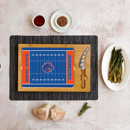Boise State Broncos Football Field Glass Top Cutting Board & Knife Set