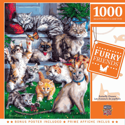Furry Friends Butterfly Chasers 1000 Piece Puzzle