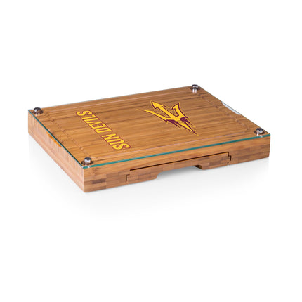 Arizona State Sun Devils Glass Top Cheese Cutting Board & Tools Set