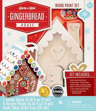 Gingerbread House Holiday Wooden Paint Kit