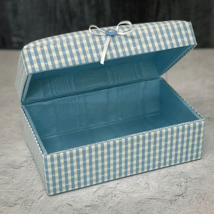 Gingham Check Personalized Baby Keepsake Box - Small