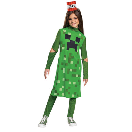 Girl's Minecraft Classic Creeper Dress Costume
