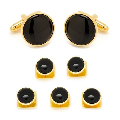 Gold and Onyx Stud Set - 5 Pieces