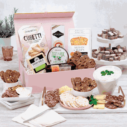 Gourmet Cheese and Cracker Gift Box - Pink