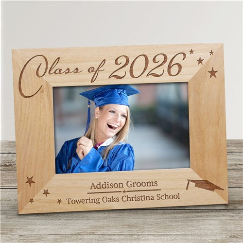 Personalized Class Of Stars and Graduation Cap Wooden Picture Frame