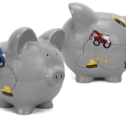 Gray Construction Large Piggy Bank