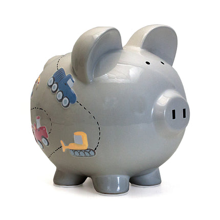 Gray Construction Large Piggy Bank