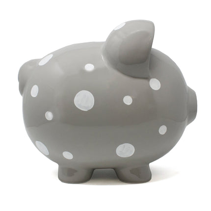 Gray Polka Dot Piggy Bank