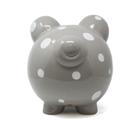 Gray Polka Dot Piggy Bank