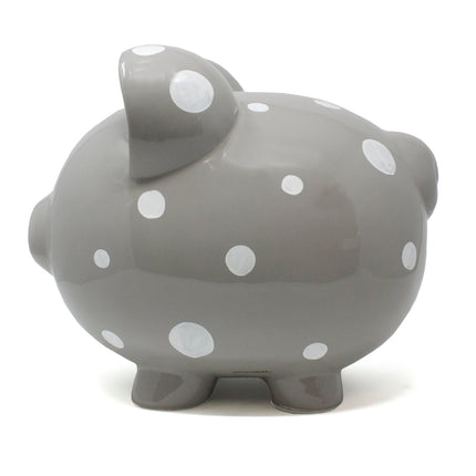 Gray Polka Dot Piggy Bank
