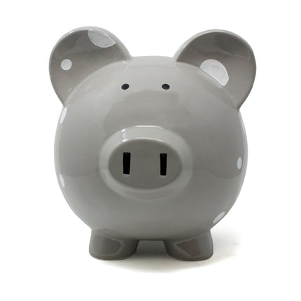 Gray Polka Dot Piggy Bank
