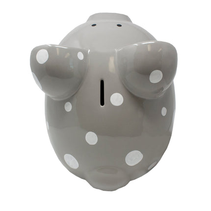 Gray Polka Dot Piggy Bank