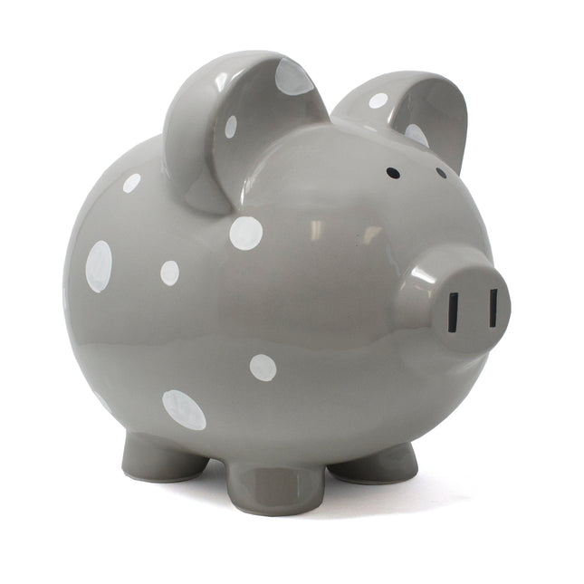 Gray Polka Dot Piggy Bank