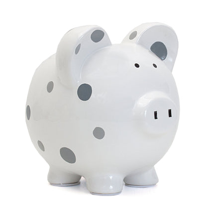 Gray Polka Dot Piggy Bank