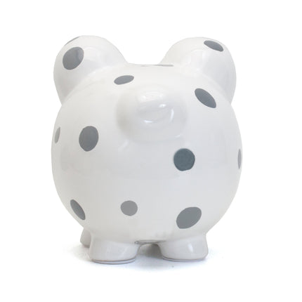 Gray Polka Dot Piggy Bank