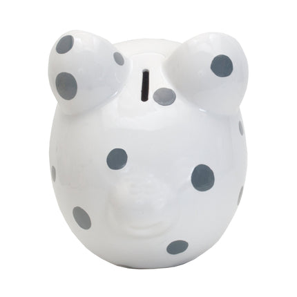Gray Polka Dot Piggy Bank