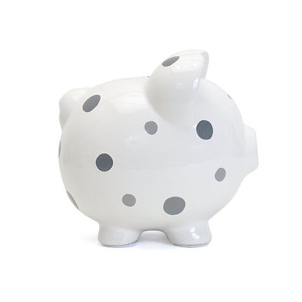 Gray Polka Dot Piggy Bank
