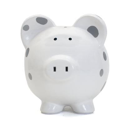 Gray Polka Dot Piggy Bank