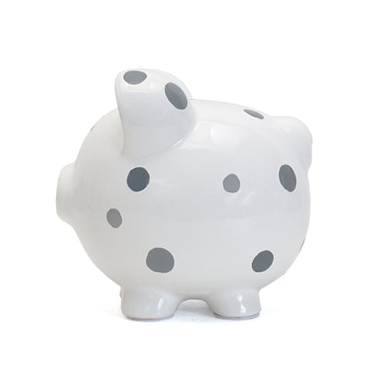 Gray Polka Dot Piggy Bank