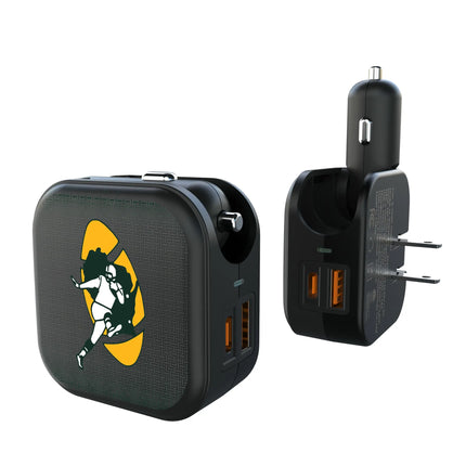 Green Bay Packers 2 in 1 USB A/C Charger Historic Linen