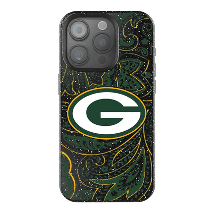 Green Bay Packers Black Bling Phone Case Paisley for iPhone