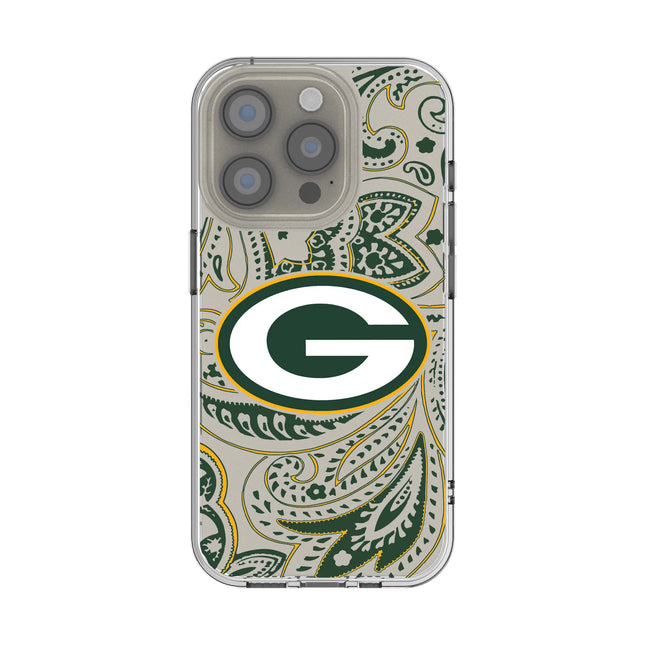 Green Bay Packers Clear Phone Case Paisley for iPhone