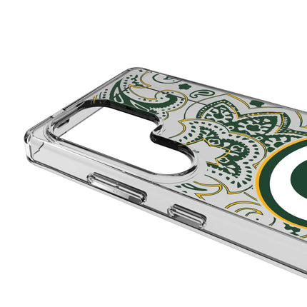 Green Bay Packers Clear Phone Case Paisley for Galaxy