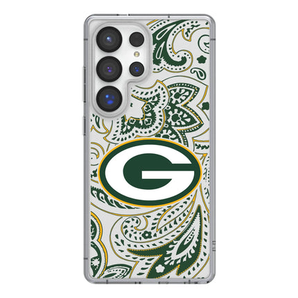 Green Bay Packers Clear Phone Case Paisley for Galaxy