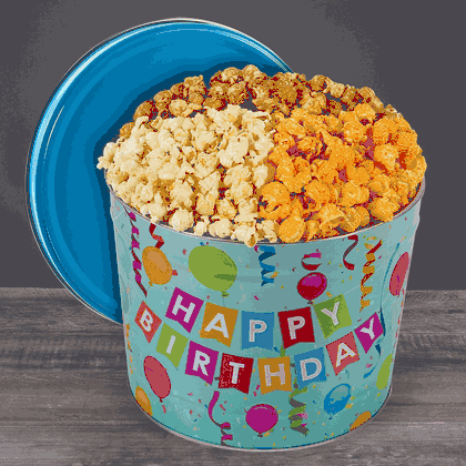 Happy Birthday Popcorn Tin Traditional 2 Gallon