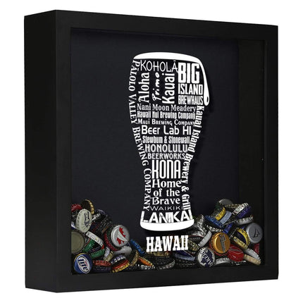 Hawaii Beer Typography Shadow Box