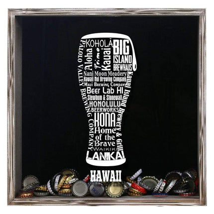 Hawaii Beer Typography Shadow Box