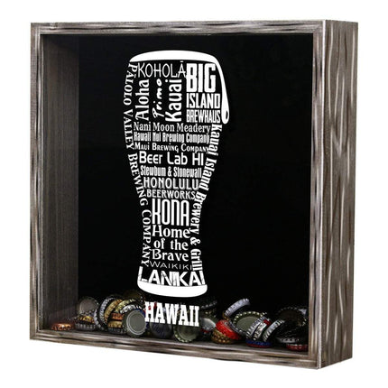 Hawaii Beer Typography Shadow Box