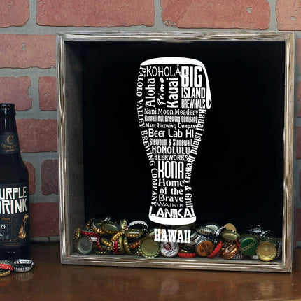 Hawaii Beer Typography Shadow Box
