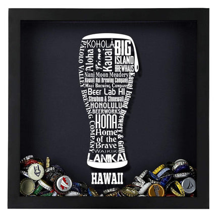 Hawaii Beer Typography Shadow Box