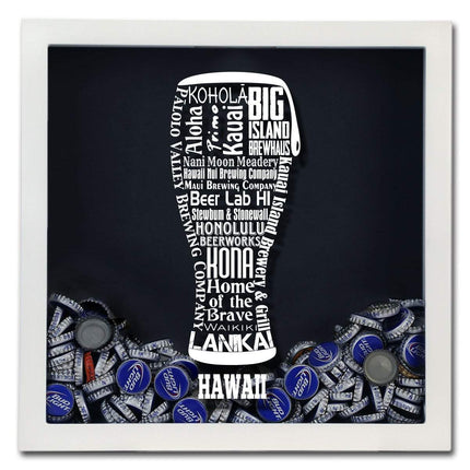 Hawaii Beer Typography Shadow Box