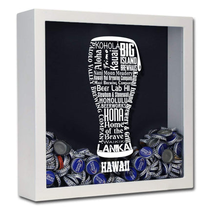 Hawaii Beer Typography Shadow Box