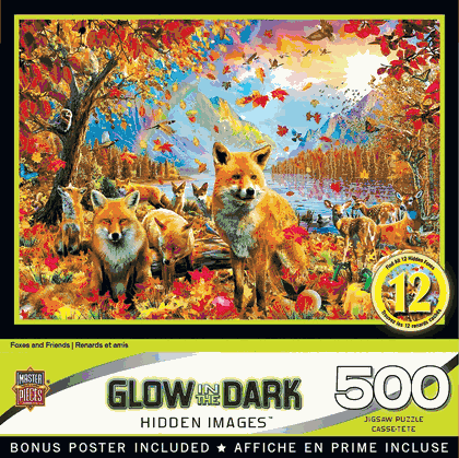 Hidden Images Glow In The Dark - Foxes and Friends 500 Piece Puzzle
