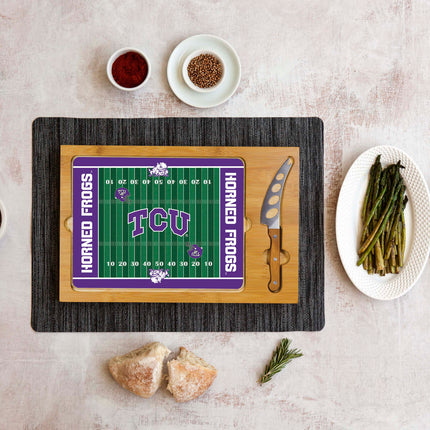 TCU Horned Frogs - Icon Glass Top Cutting Board & Knife Set