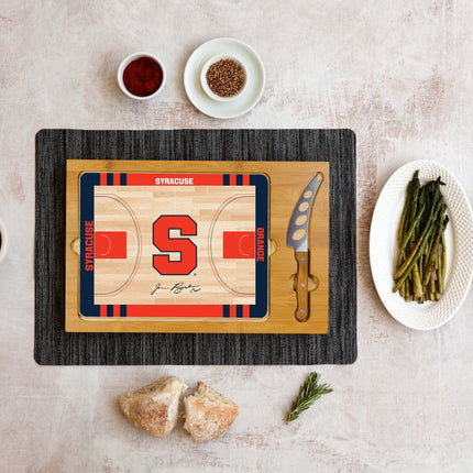 Syracuse Orange Basketball Court Glass Top Cutting Board & Knife Set