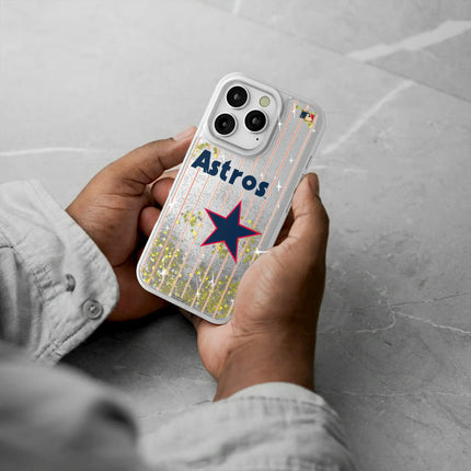 Houston Astros 1975-1981 - Cooperstown Collection Pinstripe Glitter Phone Case for Apple iPhone