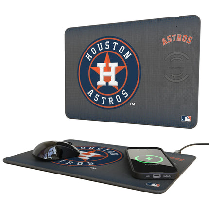 Houston Astros Linen 15-Watt Wireless Charger and Mouse Pad