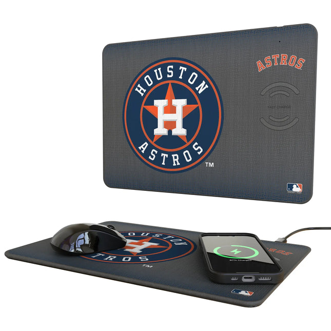 Houston Astros Linen 15-Watt Wireless Charger and Mouse Pad