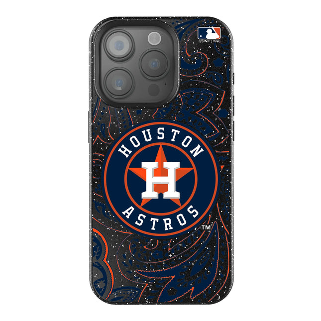 Houston Astros Paisley Black Bling Phone Case for Apple iPhone