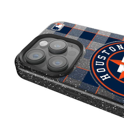 Houston Astros Plaid Black Bling Phone Case for Apple iPhone