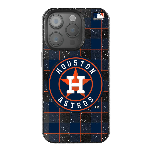 Houston Astros Plaid Black Bling Phone Case for Apple iPhone