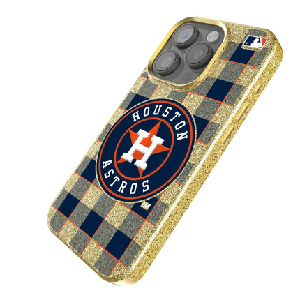 Houston Astros Plaid Bling Phone Case for Apple iPhone